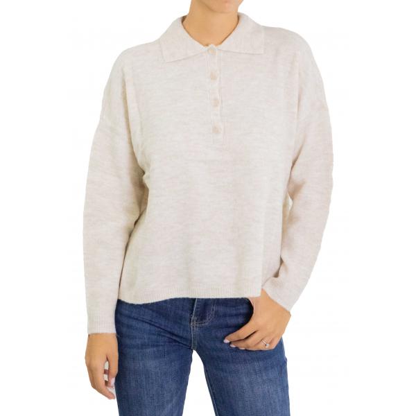 Maglia con colletto e due bottoni tinta unita  Only 